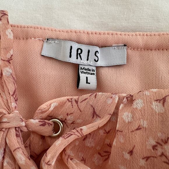 NWT IRIS Mini Dress babydoll Milkmaid coquette Smocked Pink floral y2k Large - Picture 9 of 12